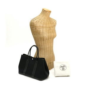 HERMES Garden Party TPM Toile Officier Negonda H Handbag Noir Black